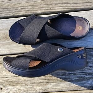 BZees Desire Womens Wedge Sandals,Black,Size 8.5